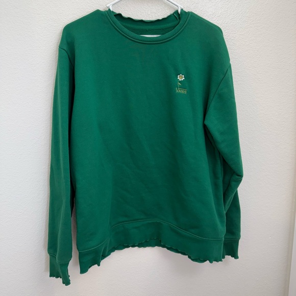 Vans Anaheim Floral Rose Embroidery Crewneck Sweatshirt Green Medium - Picture 2 of 7